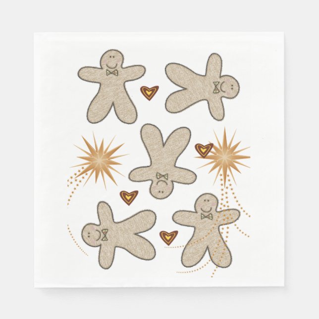 Christmas Paper Napkins, Merry Gingerbread Man  Napkin (Front)