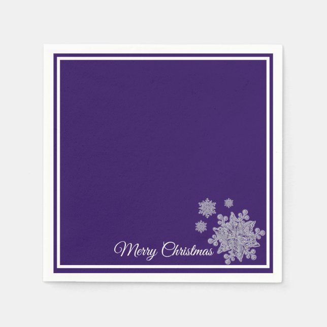 Christmas Paper Napkins Purple Snowflakes (Front)
