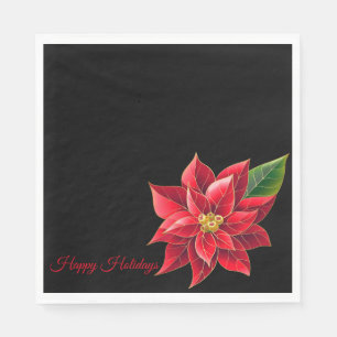 Christmas Paper Napkins Red Poinsettia