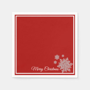 Christmas Paper Napkins Red Snowflakes