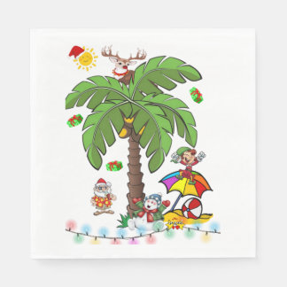 Christmas Paper Napkins, Santa Claus Beach Bum Napkin