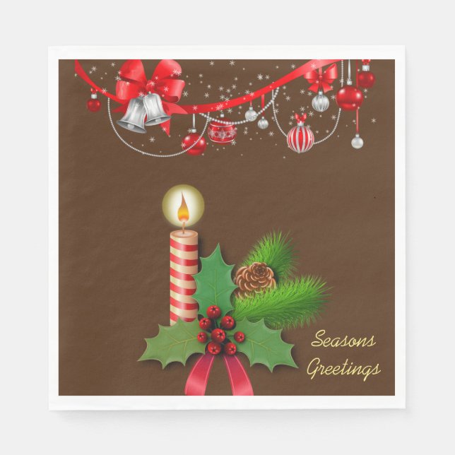 Christmas Paper Napkins, Seasons Greetings Napkin (Front)