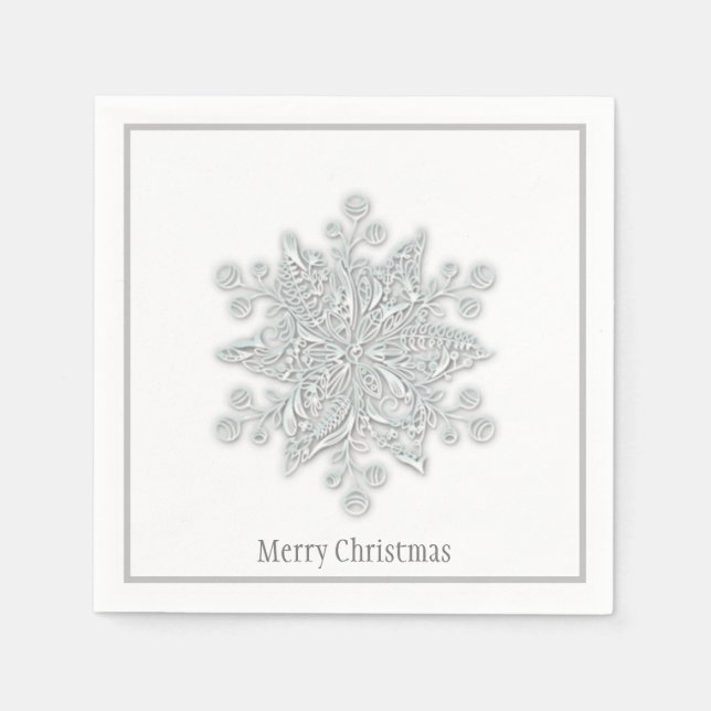 Christmas Paper Napkins Silver Snowflake (Front)
