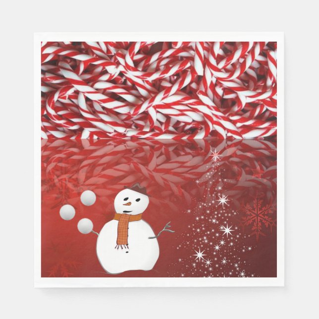Christmas Paper Napkins, Snowman Napkin (Front)