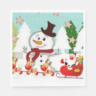 Christmas Paper Napkins, Snowman Napkin