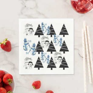 Christmas Paper Napkins, Snowman Napkin