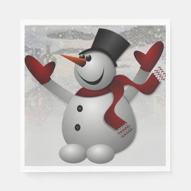 Christmas Paper Napkins, Snowman Napkin (Front)