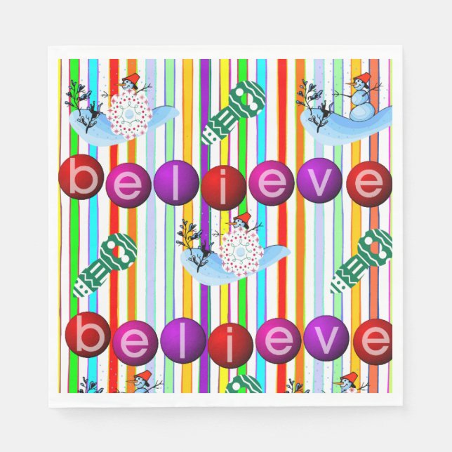Christmas Paper Napkins, Snowman Napkins (Front)