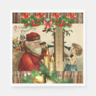 Christmas Paper Napkins, Vintage Napkin