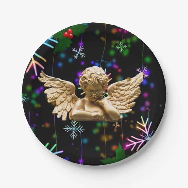 Christmas Paper Plates, Angel Paper Plate (Front)