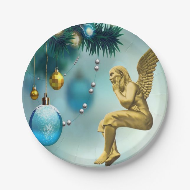 Christmas Paper Plates, Angel Paper Plate (Front)