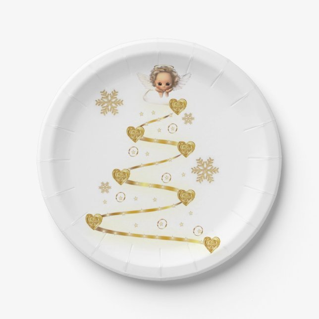 Christmas Paper Plates, Angel Plate (Front)