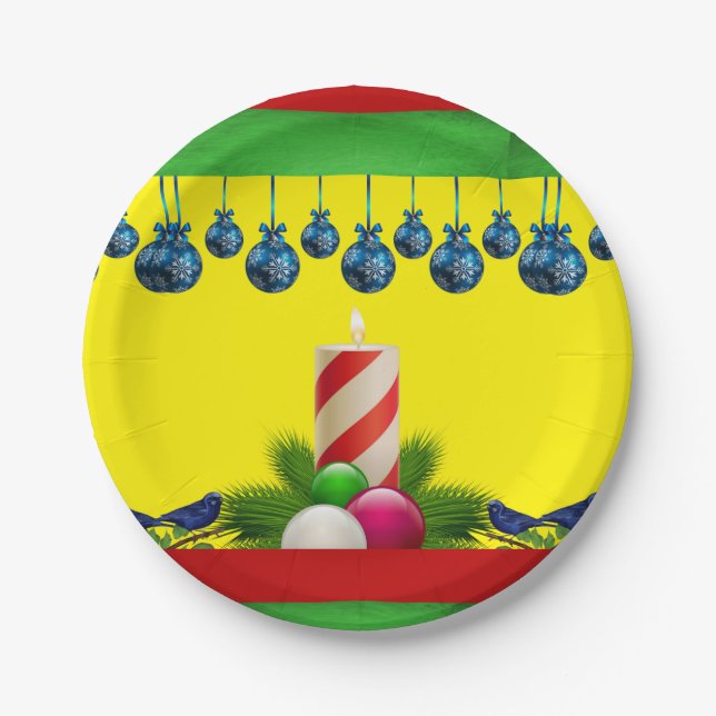 Christmas Paper Plates, Candle Paper Plate (Front)