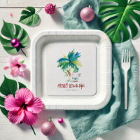 Christmas Paper Plates Cute Tropical Beach