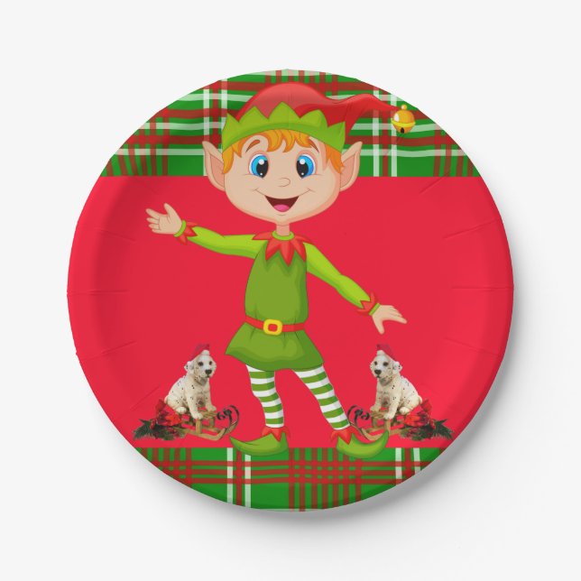 Christmas Paper Plates, Elf Paper Plate (Front)