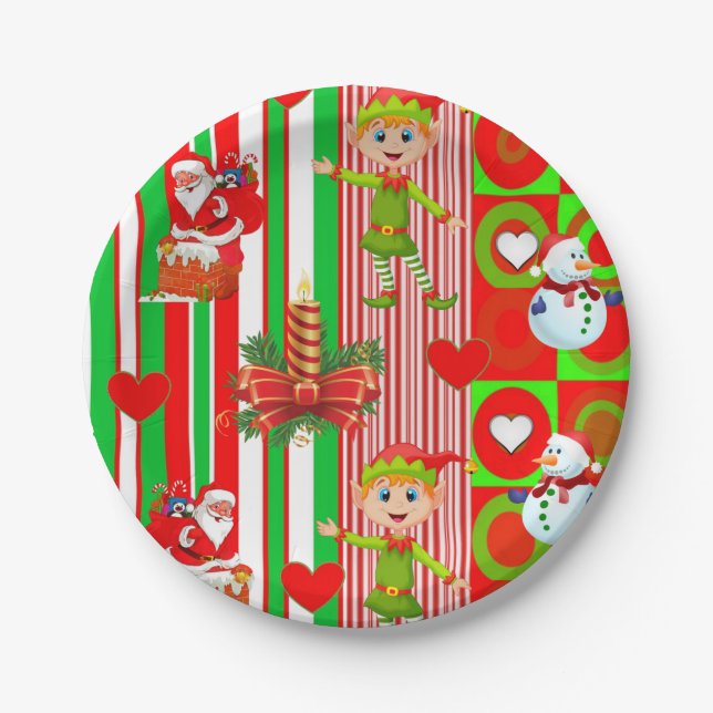 Christmas Paper Plates, Elf Plate (Front)