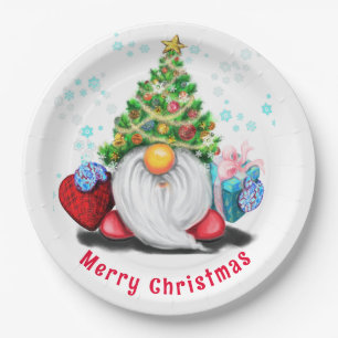 Christmas Paper Plates Gnome with Gift For You