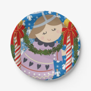 Christmas Paper Plates, Merry Christmas Angel Plate