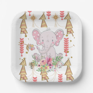 Christmas Paper Plates, Merry Christmas Elephant  Paper Plate
