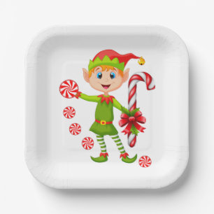 Christmas Paper Plates, Merry Christmas Elf Plate