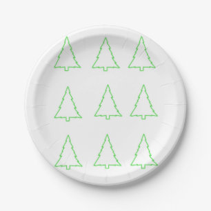 Christmas Paper Plates, Merry Christmas Green Tree Plate