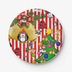 Christmas Paper Plates, Merry Christmas Penguin Plate