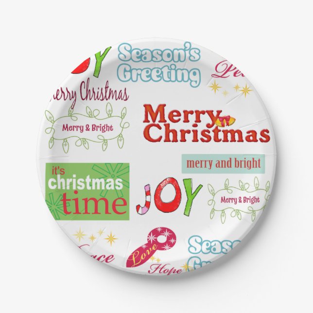 Christmas Paper Plates, Merry Christmas Seasons  Plate (Front)