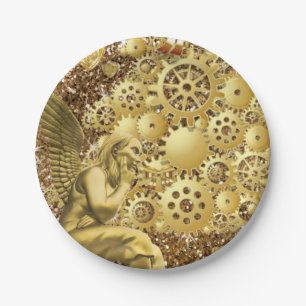 Christmas Paper Plates, Merry Gold Angel Paper Plate