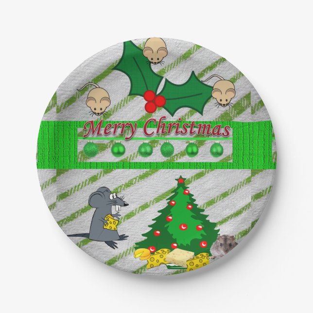 Christmas Paper Plates, Mice Paper Plate (Front)