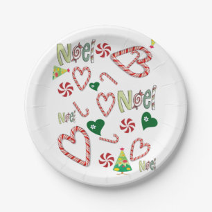 Christmas Paper Plates, Noel, Candy Canes Plate