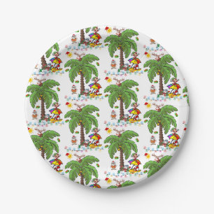Christmas Paper Plates, Santa Claus Beach Bum Plate