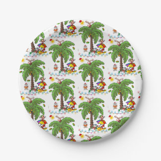 Christmas Paper Plates, Santa Claus Beach Bum Plate
