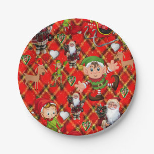 Christmas Paper Plates, Santa, Elf Plate