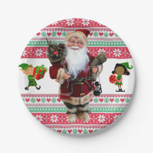 Christmas Paper Plates, Santa, Elf Plate