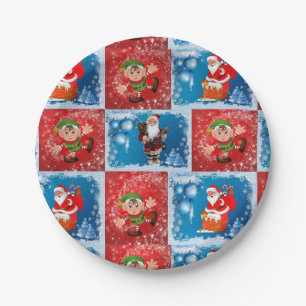 Christmas Paper Plates, Santa, Elf Plate
