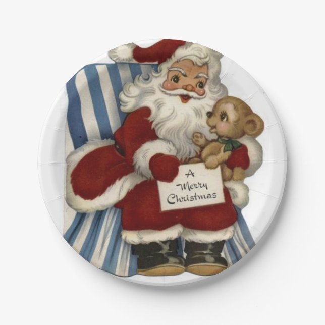 Christmas Paper Plates, Santa Paper Plate (Front)