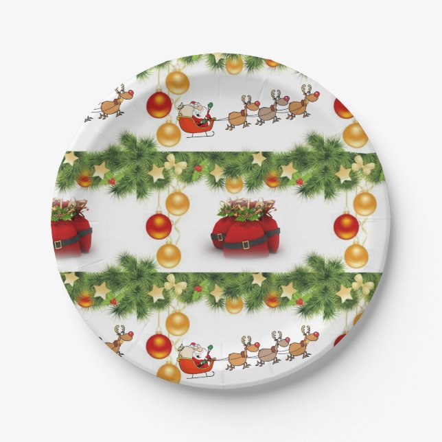 Christmas Paper Plates, Santa Paper Plate (Front)
