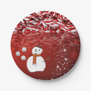 Christmas Paper Plates, Snowman, Candy Cane Plate