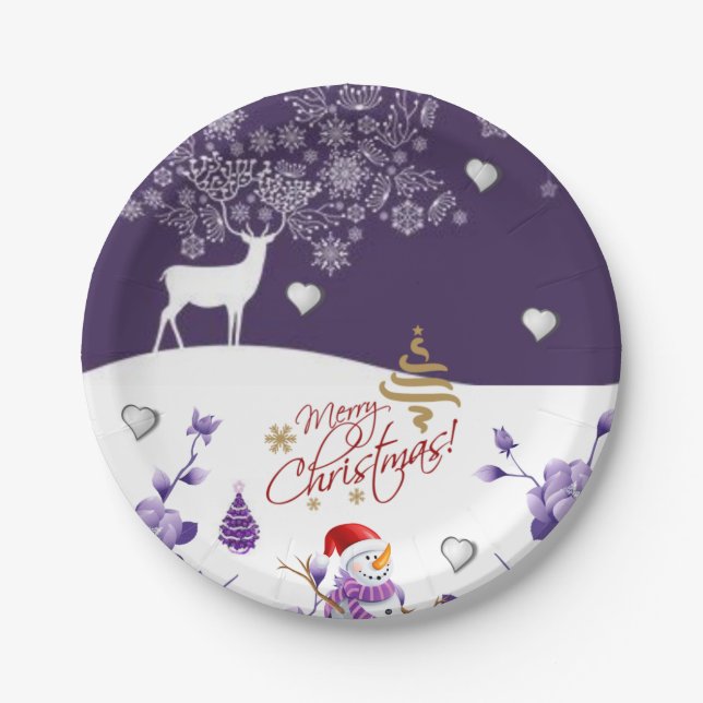 Christmas Paper Plates, Snowman Paper Plate (Front)