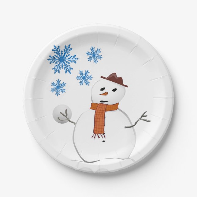 Christmas Paper Plates, Snowman Plate (Front)