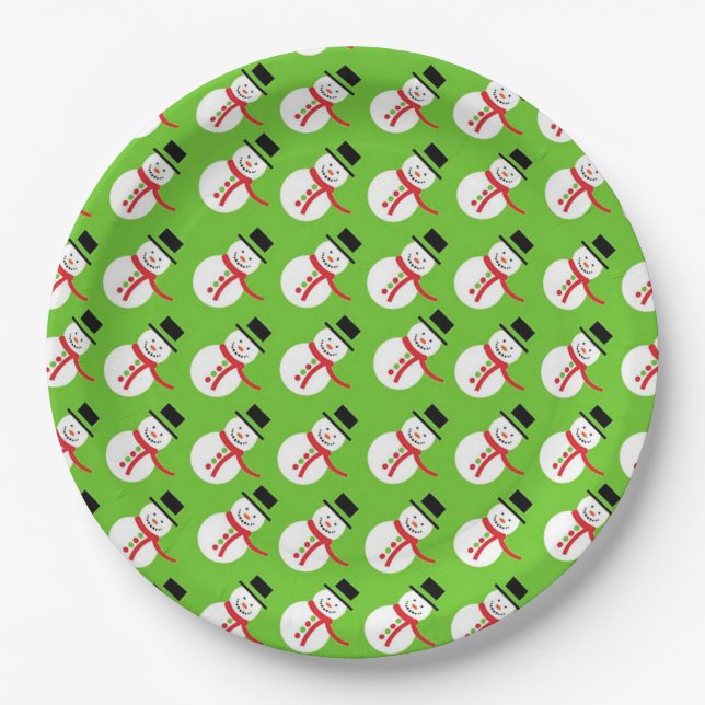 Christmas Paper Plates/Snowmen Plate (Front)