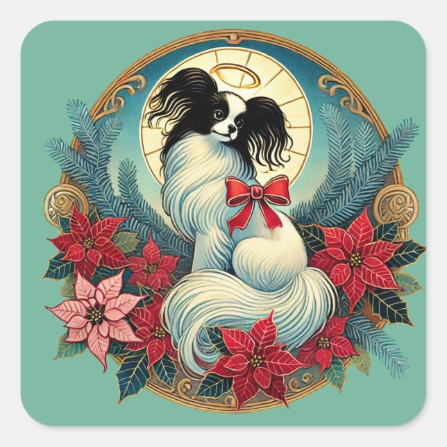 Christmas Papillon                                 Square Sticker (Front)