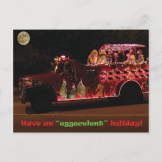 Christmas Parade Chickens Holiday Postcard
