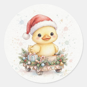 Christmas Parade Duckling Classic Round Sticker