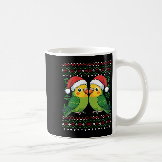 Christmas Parakeet Ugly Xmas Sweater Parakeets Lon Coffee Mug (Right)