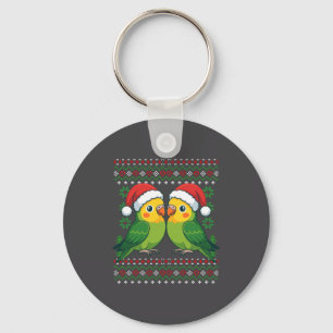 Christmas Parakeet Ugly Xmas Sweater Parakeets Lon Keychain