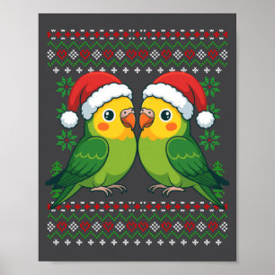 Christmas Parakeet Ugly Xmas Sweater Parakeets Lon Poster