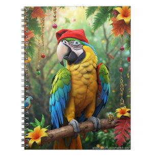 Christmas Parrot As Santa Claus-76349 Notebook