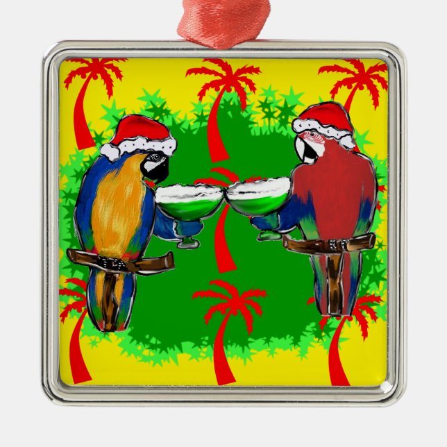 CHRISTMAS PARROTS METAL ORNAMENT (Front)