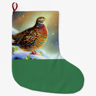 Christmas Partridge 3 Large Christmas Stocking